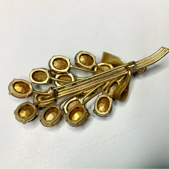 Vintage Czechoslovakia Signed Brooch Rhinestones - Picture 5 of 7
